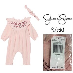 🆕JESSICA SIMPSON BABY - PINK JUMPSUIT 3/6M - NWT